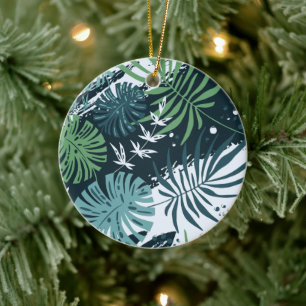 Turquoise Blauwgroen Tropische Kerstmis Keramisch Ornament