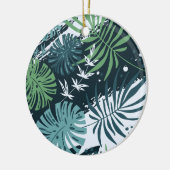 Turquoise Blauwgroen Tropische Kerstmis Keramisch Ornament (Links)