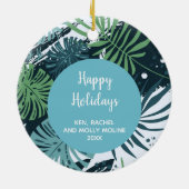 Turquoise Blauwgroen Tropische Kerstmis Keramisch Ornament (Achterkant)