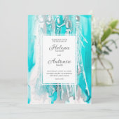 Turquoise Blauwgroen uitnodiging tot Abstracte bru (Staand voorkant)