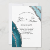 Turquoise Blauwgroen Waterverf Agate Wedding Uitno Kaart (Voorkant)