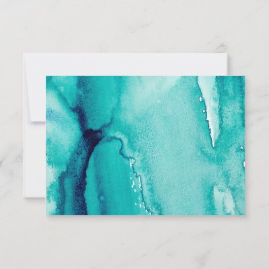 Turquoise Blauwgroen Waterverf bruiloft dank u kaa Bedankkaart (Achterkant)