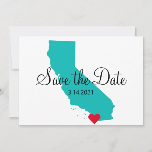 Turquoise Blauwgroen Waterverf California Destinat Save The Date (Voorkant)