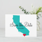 Turquoise Blauwgroen Waterverf California Destinat Save The Date (Staand voorkant)