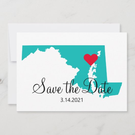 Turquoise Blauwgroen Waterverf Maryland Destinatio Save The Date (Voorkant)