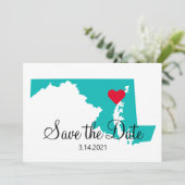 Turquoise Blauwgroen Waterverf Maryland Destinatio Save The Date (Staand voorkant)