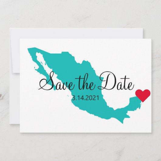 Turquoise Blauwgroen Waterverf Mexico Destination Save The Date (Voorkant)