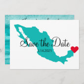 Turquoise Blauwgroen Waterverf Mexico Destination Save The Date (Voorkant / Achterkant)