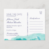 Turquoise Blauwgroen Waterverf Save the Date Brief Aankondigingskaart (Achterkant)