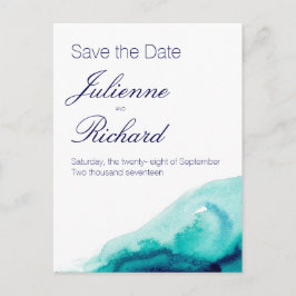 Turquoise Blauwgroen Waterverf Save the Date Brief Aankondigingskaart