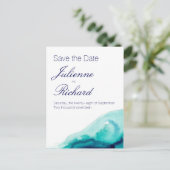 Turquoise Blauwgroen Waterverf Save the Date Brief Aankondigingskaart (Staand voorkant)