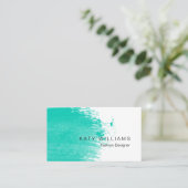 Turquoise Blauwgroen Waterverf Splatter Simple Visitekaartje (Staand voorkant)