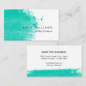 Turquoise Blauwgroen Waterverf Splatter Simple Visitekaartje (Voorkant / Achterkant)