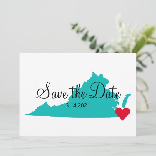 Turquoise Blauwgroen Waterverf Virginia Destinatio Save The Date (Staand voorkant)