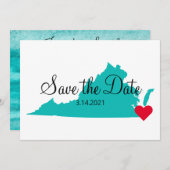 Turquoise Blauwgroen Waterverf Virginia Destinatio Save The Date (Voorkant / Achterkant)