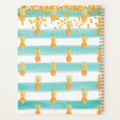 Turquoise Blauwgroen White Glitter Pineapple Daily Planner (Achterkant)