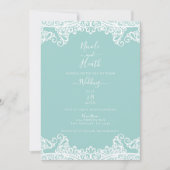 Turquoise Blauwgroen White Lace Elegant Wedding Kaart (Voorkant)