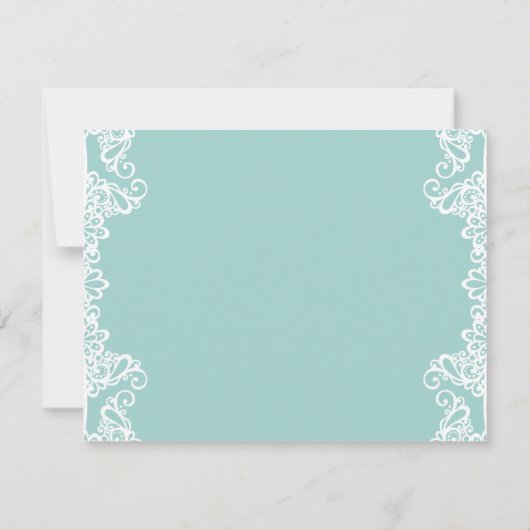 Turquoise Blauwgroen White Lace Elegant Wedding RS Kaart (Achterkant)