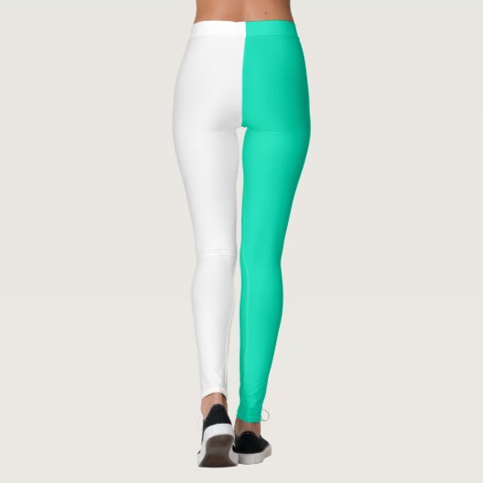 Turquoise Blauwgroen Wit Twee Tone Split Half Desi Leggings (Achterkant)