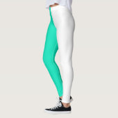Turquoise Blauwgroen Wit Twee Tone Split Half Desi Leggings (Links)