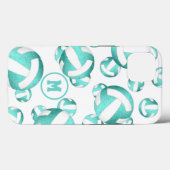 Turquoise blauwgroen witte volleyballpatroongesche Case-Mate iPhone case (Achterkant (horizontaal))