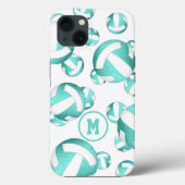 Turquoise blauwgroen witte volleyballpatroongesche Case-Mate iPhone case (Achterkant)