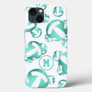 Turquoise blauwgroen witte volleyballpatroongesche Case-Mate iPhone case