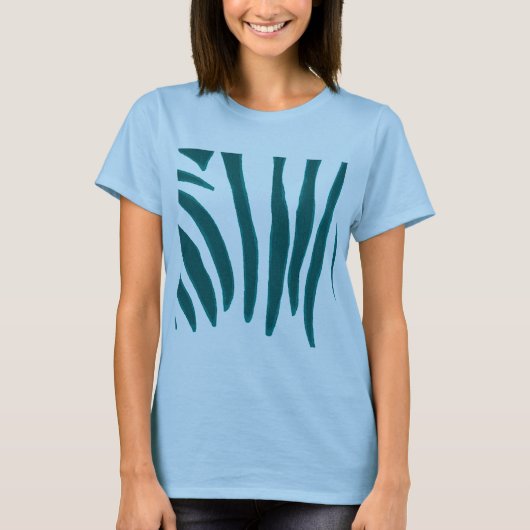 Turquoise Blauwgroen Zebra strepen t - shirts (Voorkant)