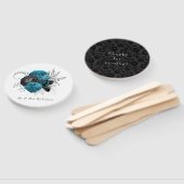 Turquoise - Blauwgroen zwart en zilver Floral Wedd Handwaaier (Niet-gemonteerd)