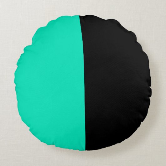 Turquoise Blauwgroen Zwart Twee kleuren Tone Half Rond Kussen (Voorkant)