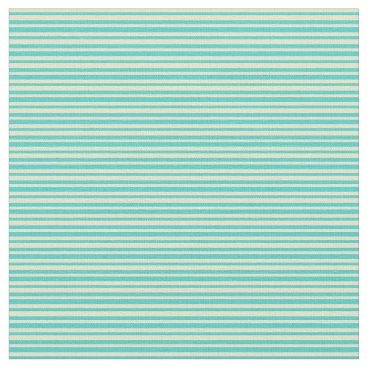 Turquoise & Bleek Goldenrod Stripes/Lines Pattern Stof (Close Up)