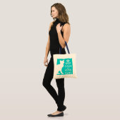 Turquoise Blijf kalm en houd van katten boodschapp Tote Bag (Voorkant (model))