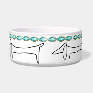 Turquoise Bling Dachshund Huisdier Voerbakje