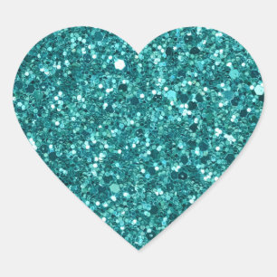 Turquoise Bling, glans en glitter Hart Sticker