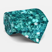 Turquoise Bling, glans en glitter Stropdas (Opgerold)