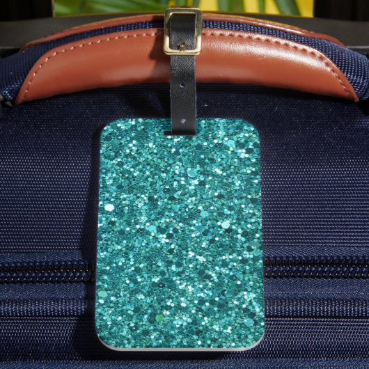 Turquoise Bling, sparkle en glitter Bagagelabel (Voorkant Insitu 2)