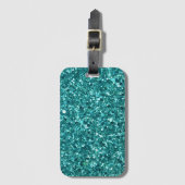 Turquoise Bling, sparkle en glitter Bagagelabel (Voorkant (verticaal))