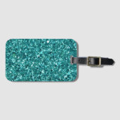 Turquoise Bling, sparkle en glitter Bagagelabel (Voorkant (horizontaal))