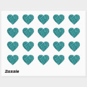 Turquoise Bling, sparkle en glitter Hart Sticker (Vel)