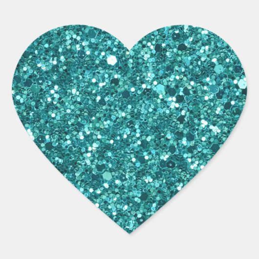 Turquoise Bling, sparkle en glitter Hart Sticker (Voorkant)