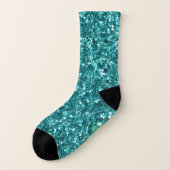 Turquoise Bling, sparkle en glitter Sokken (Links - buitenkant)