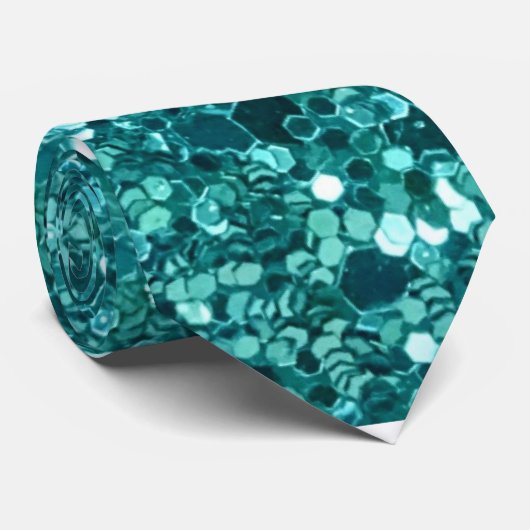 Turquoise Bling, sparkle en glitter Stropdas (Opgerold)