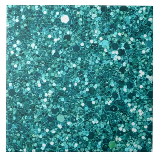 Turquoise Bling, sparkle en glitter Tegeltje (Voorkant)