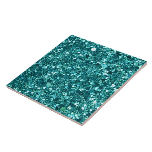 Turquoise Bling, sparkle en glitter Tegeltje (Zijkant)