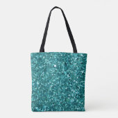 Turquoise Bling, sparkle en glitter Tote Bag (Achterkant)