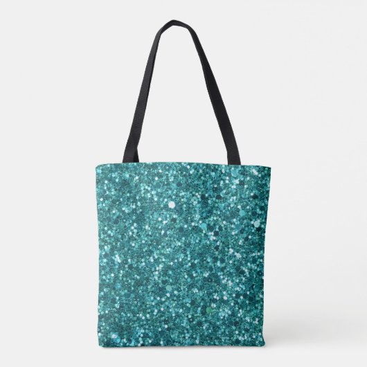 Turquoise Bling, sparkle en glitter Tote Bag (Achterkant)
