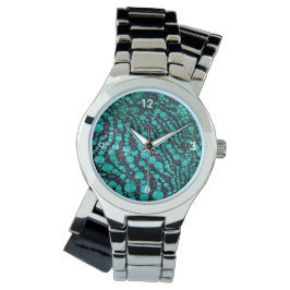 Turquoise Bling Zebra Horloge