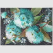 Turquoise Bloeiende Gumnut Decoupage Tissuepapier (Voorkant)