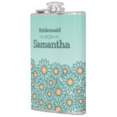 Turquoise Bloem Bruidsmeisje Fles Heupfles (Links)