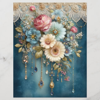 Turquoise Bloem Edelstenen Junk Journal Scrapbook